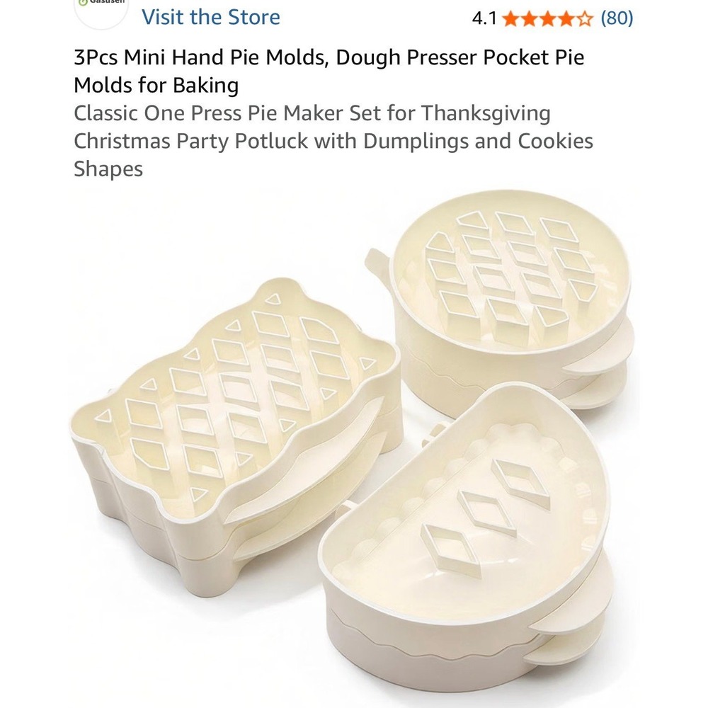 3Pcs Mini Hand Pie Molds, Dough Presser Pocket Pie Molds for Baking